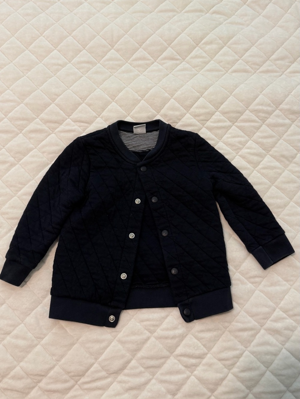 Petit Bateau Quilted Snap Jacket in Navy Blue